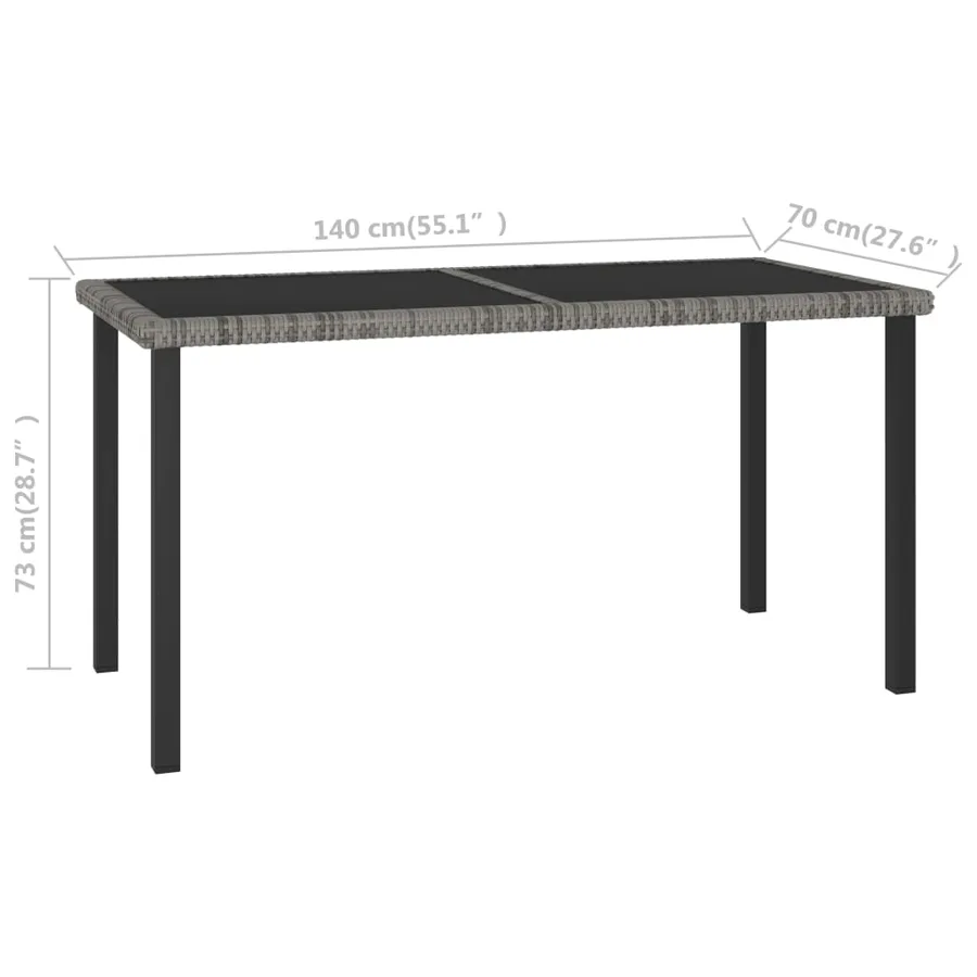 Table à dîner de jardin Gris 140x70x73 cm Résine tressée - 5