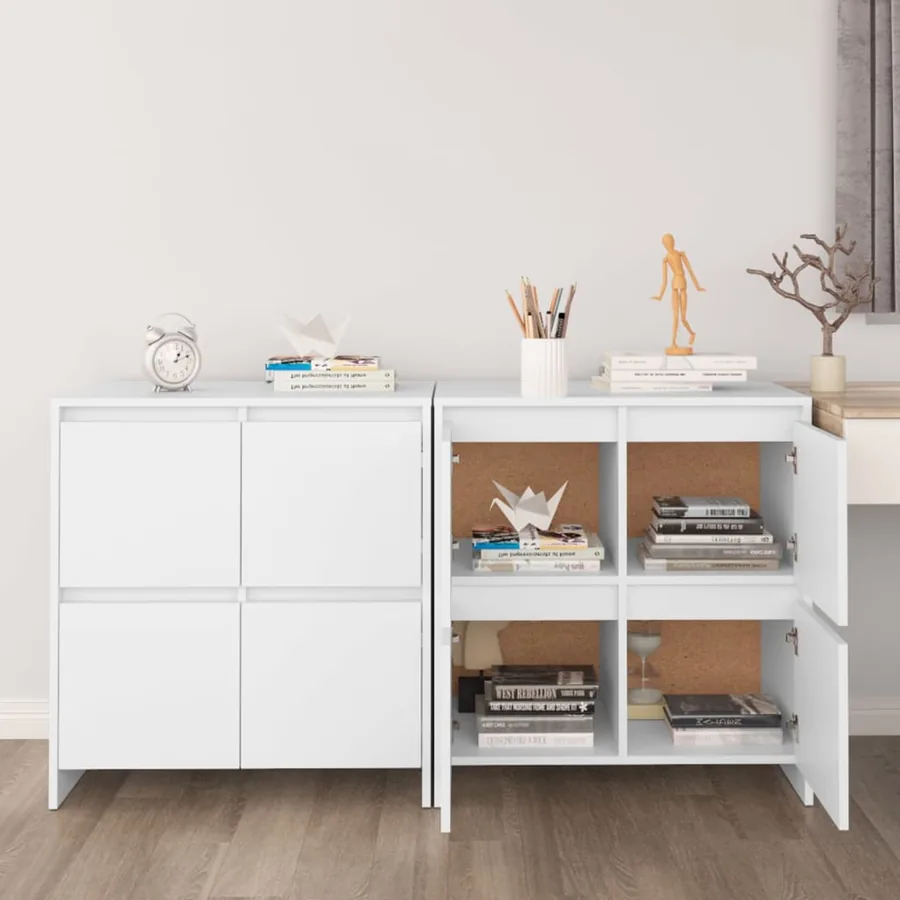 Buffets 2 pcs Blanc 70x41x75 cm Bois d'ingénierie