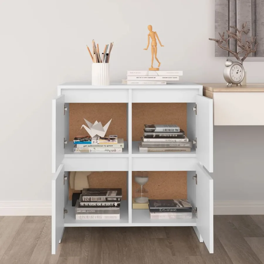 Buffets 2 pcs Blanc 70x41x75 cm Bois d'ingénierie - 10