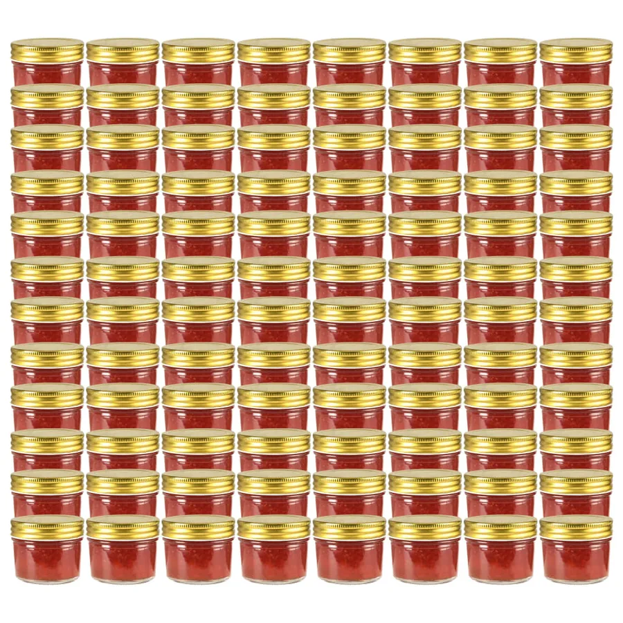 Pots à confiture avec couvercle doré 96 pcs Verre 110 ml