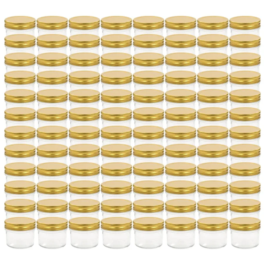 Pots à confiture avec couvercle doré 96 pcs Verre 110 ml - 2