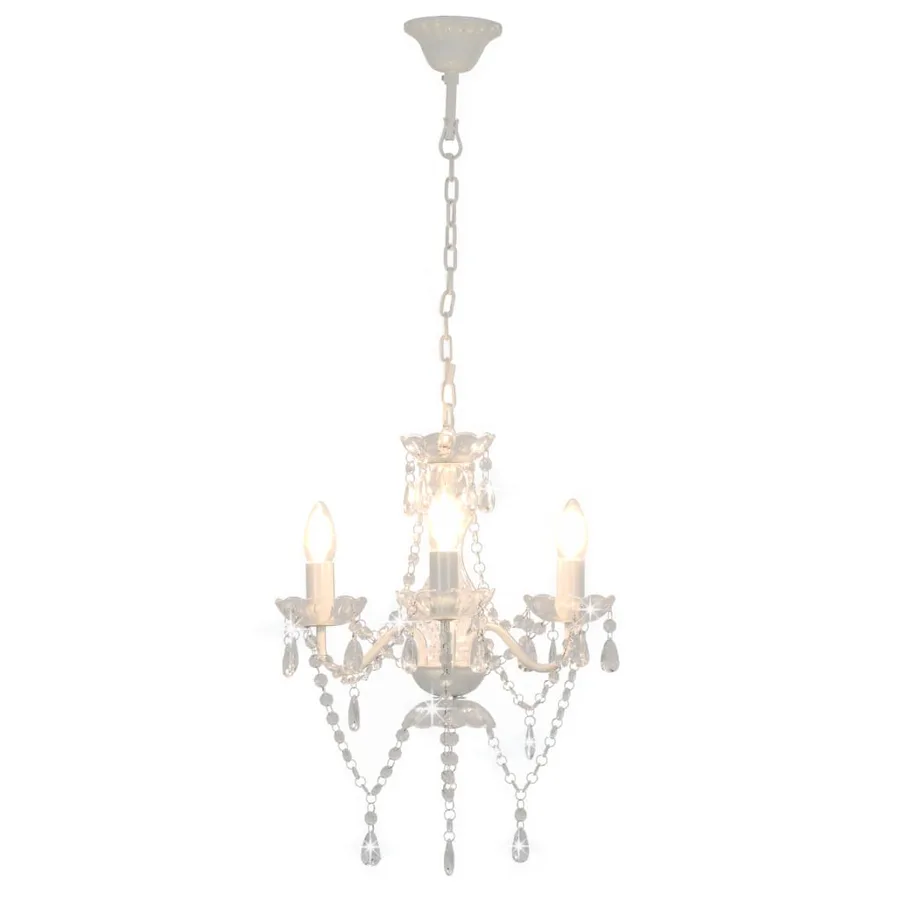 Lustre avec perles Blanc Rond 3 x E14 - 2