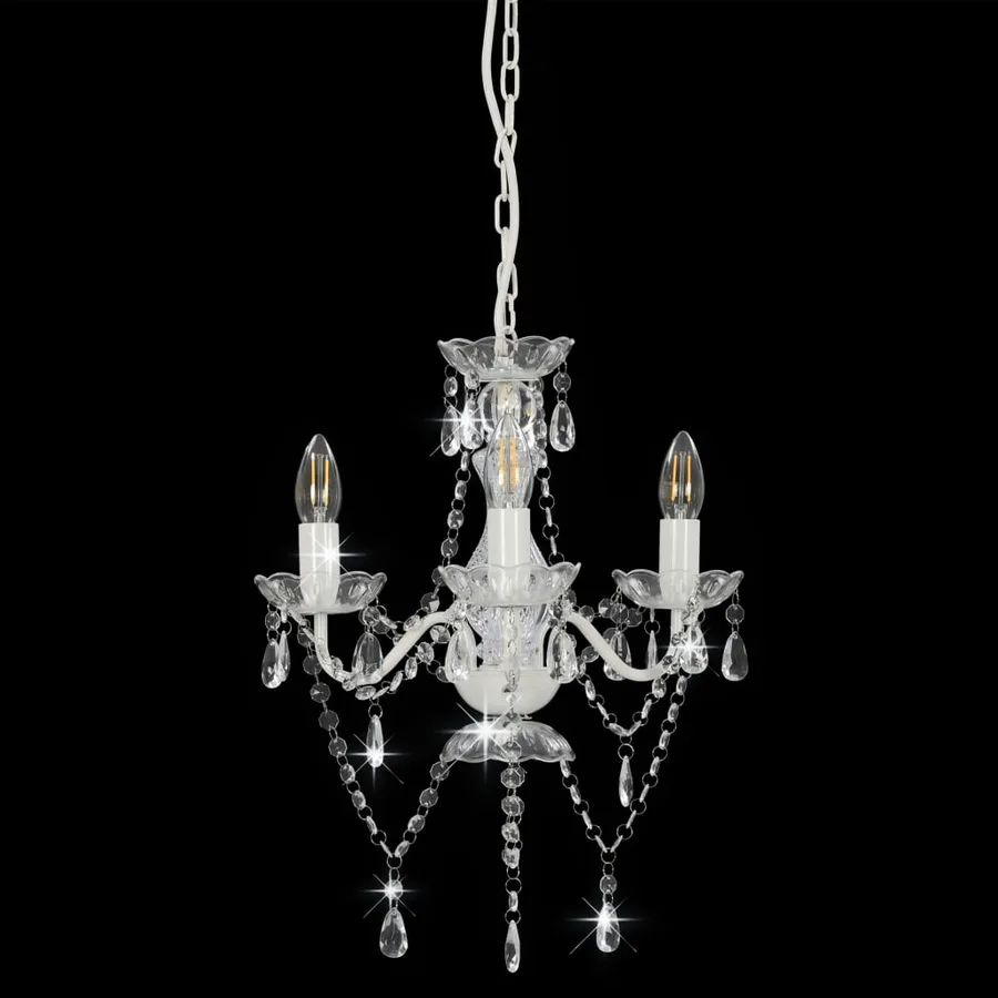 Lustre avec perles Blanc Rond 3 x E14 - 3