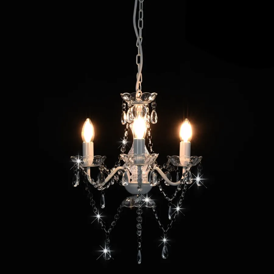 Lustre avec perles Blanc Rond 3 x E14 - 4