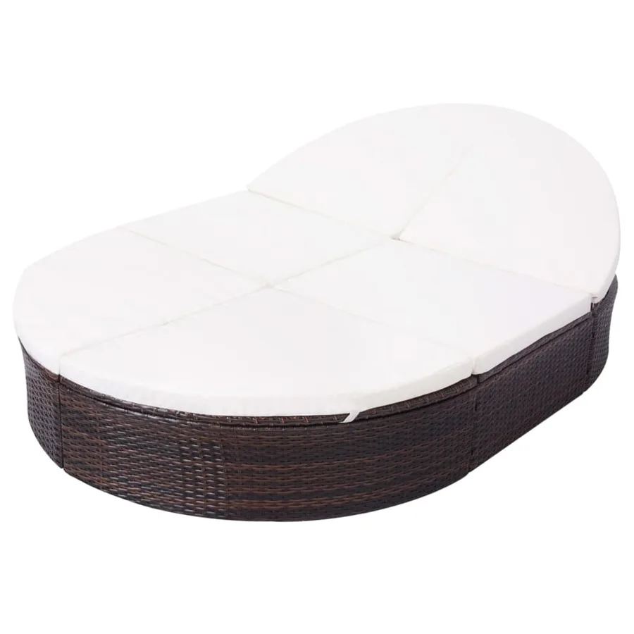 Lit de repos d'extérieur avec coussin Résine tressée Marron - 3