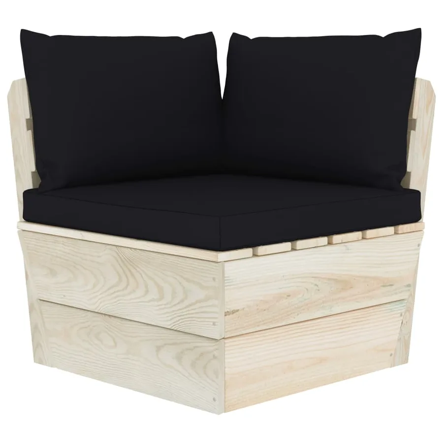 Canapé d'angle palette de jardin avec coussins Épicéa imprégné - 2