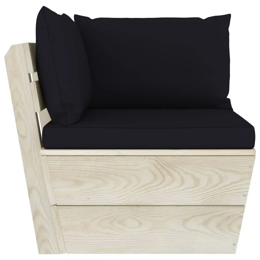 Canapé d'angle palette de jardin avec coussins Épicéa imprégné - 3