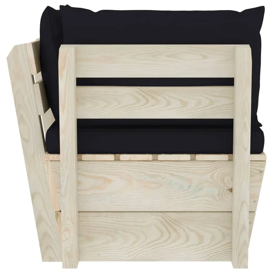 Canapé d'angle palette de jardin avec coussins Épicéa imprégné - 4