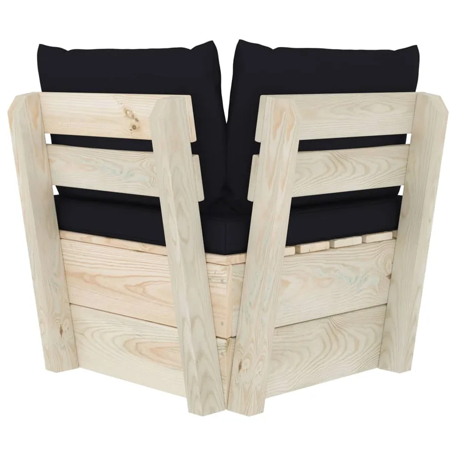 Canapé d'angle palette de jardin avec coussins Épicéa imprégné - 5