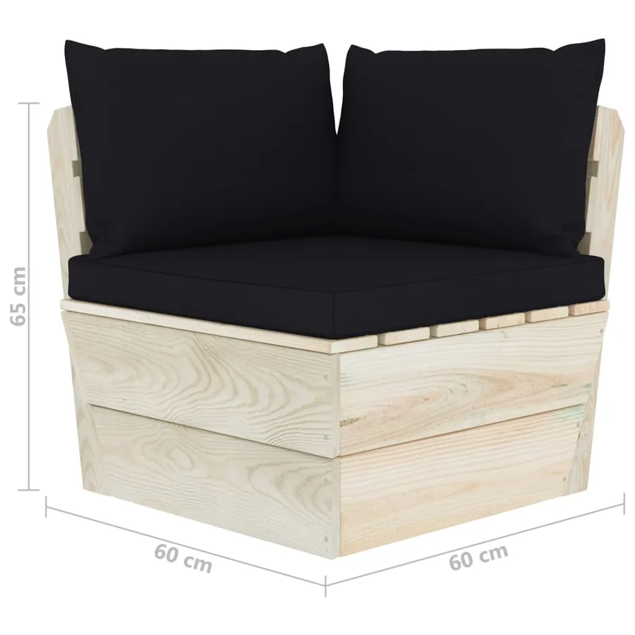 Canapé d'angle palette de jardin avec coussins Épicéa imprégné - 7