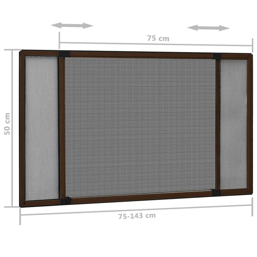 Moustiquaire extensible pour fenêtres Marron (75-143)x50 cm - 11