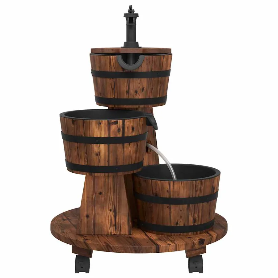 Fontaine à eau sur roues pompe 55x55x80 cm bois de sapin massif - 4