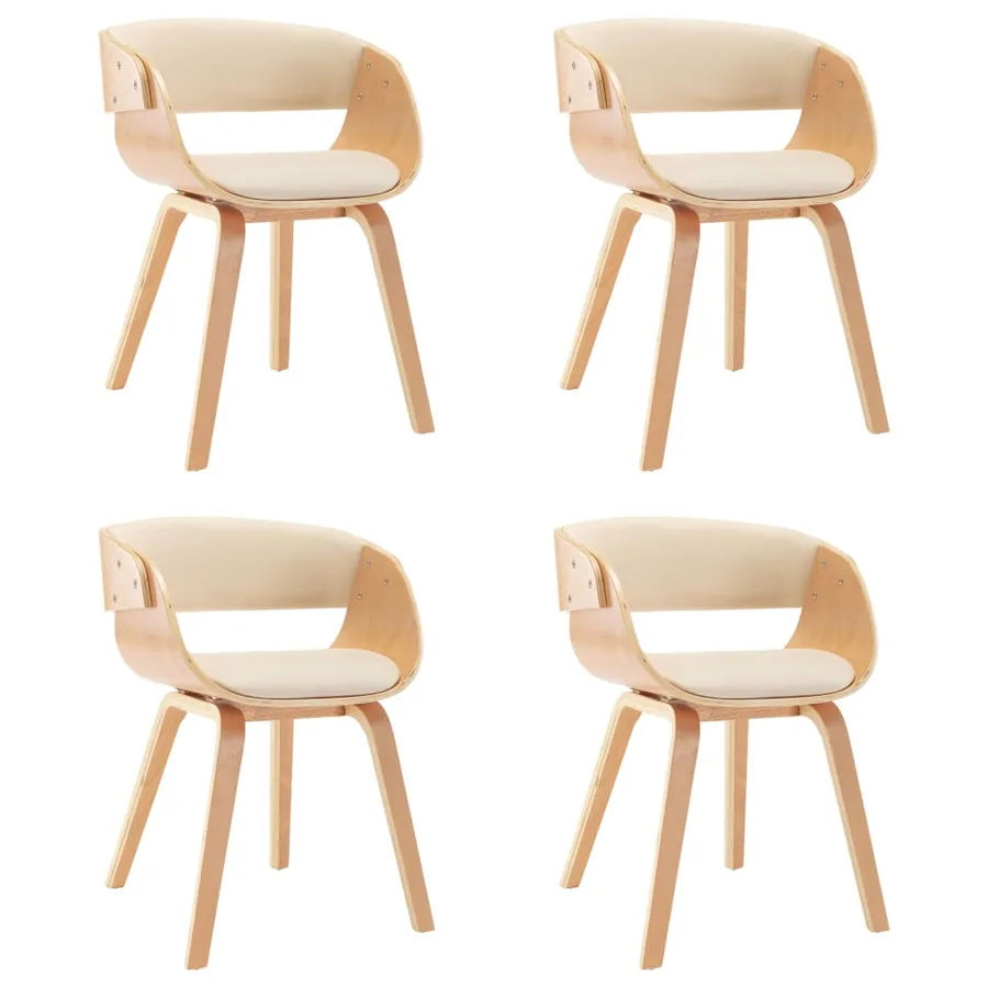 Chaises à manger lot de 4 crème bois courbé et similicuir - 2