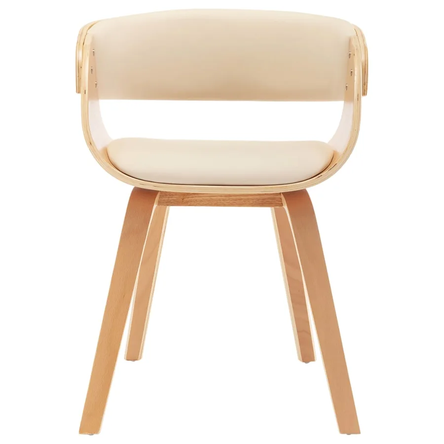 Chaises à manger lot de 4 crème bois courbé et similicuir - 3