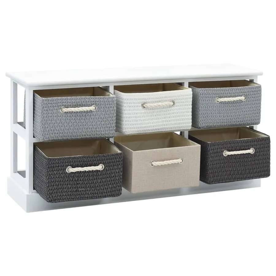 Banc de rangement 6 tiroirs Bois - 4