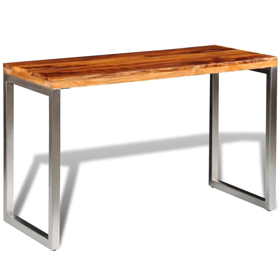 Table à manger avec pieds en acier bois massif - 2