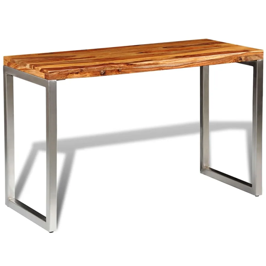 Table à manger avec pieds en acier bois massif - 3
