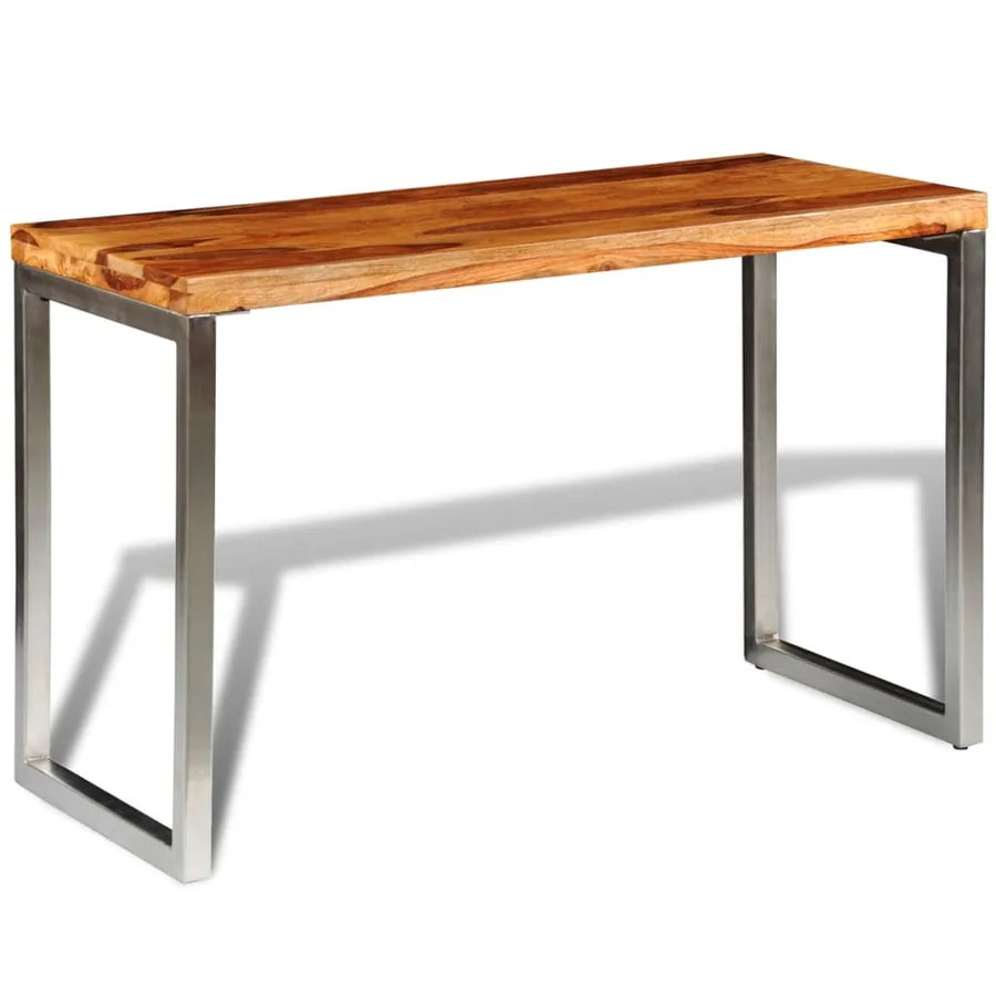 Table à manger avec pieds en acier bois massif - 4