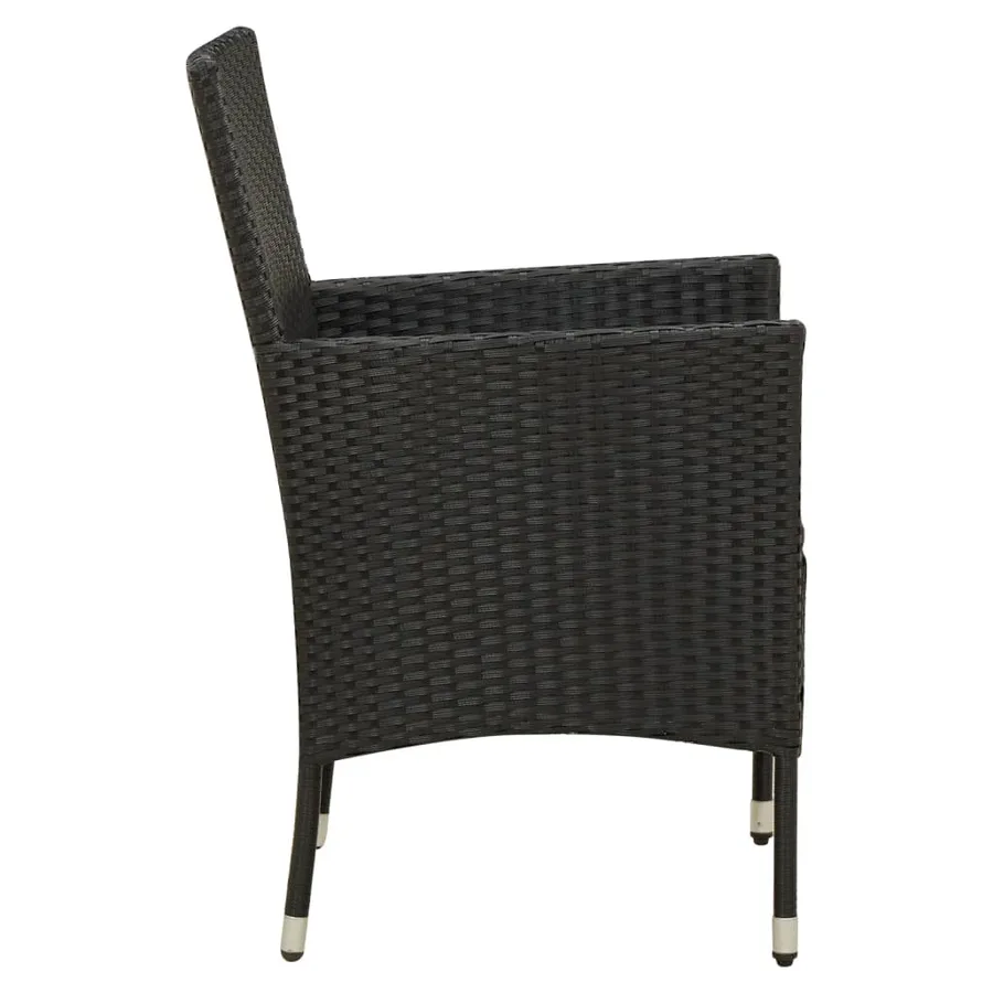 Chaises de jardin avec coussins lot de 4 Résine tressée Noir - 4