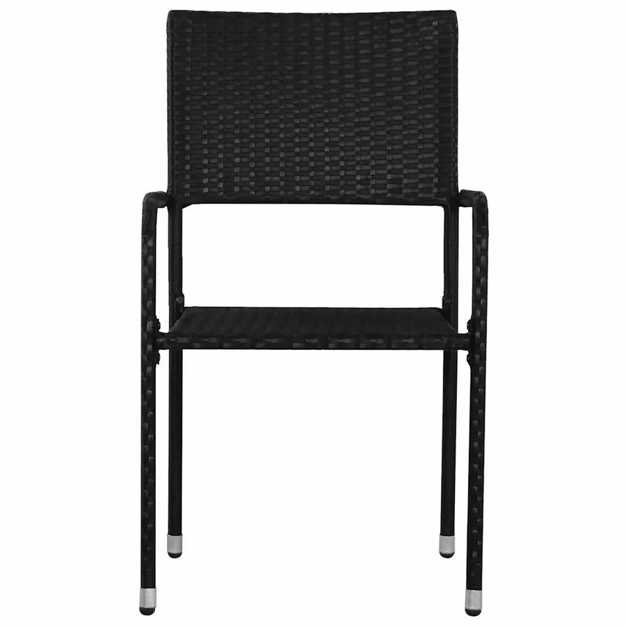 Chaise à dîner de jardin empilable lot de 4 noir résine tressée - 3