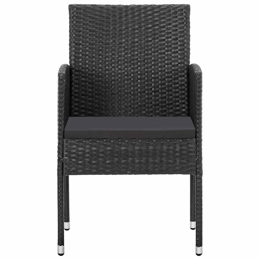 Chaises de jardin coussins noir lot de 4 noir résine tressée - 3