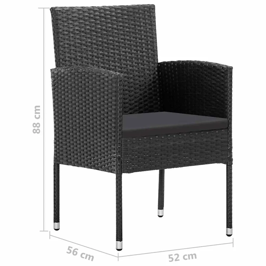 Chaises de jardin coussins noir lot de 4 noir résine tressée - 7