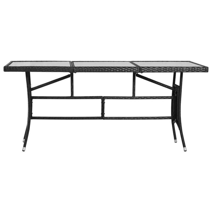 Table de jardin noir 170x80x74 cm résine tressée - 2