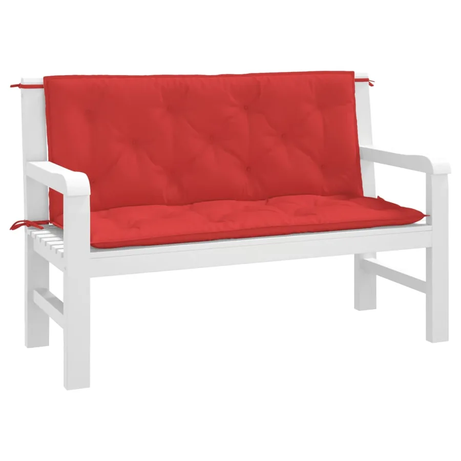 Coussins de banc jardin lot de 2 rouge 120x50x7 cm tissu Oxford - 3