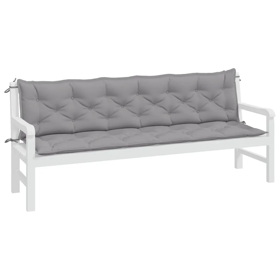 Coussins de banc jardin lot de 2 gris 200x50x7 cm tissu Oxford - 3