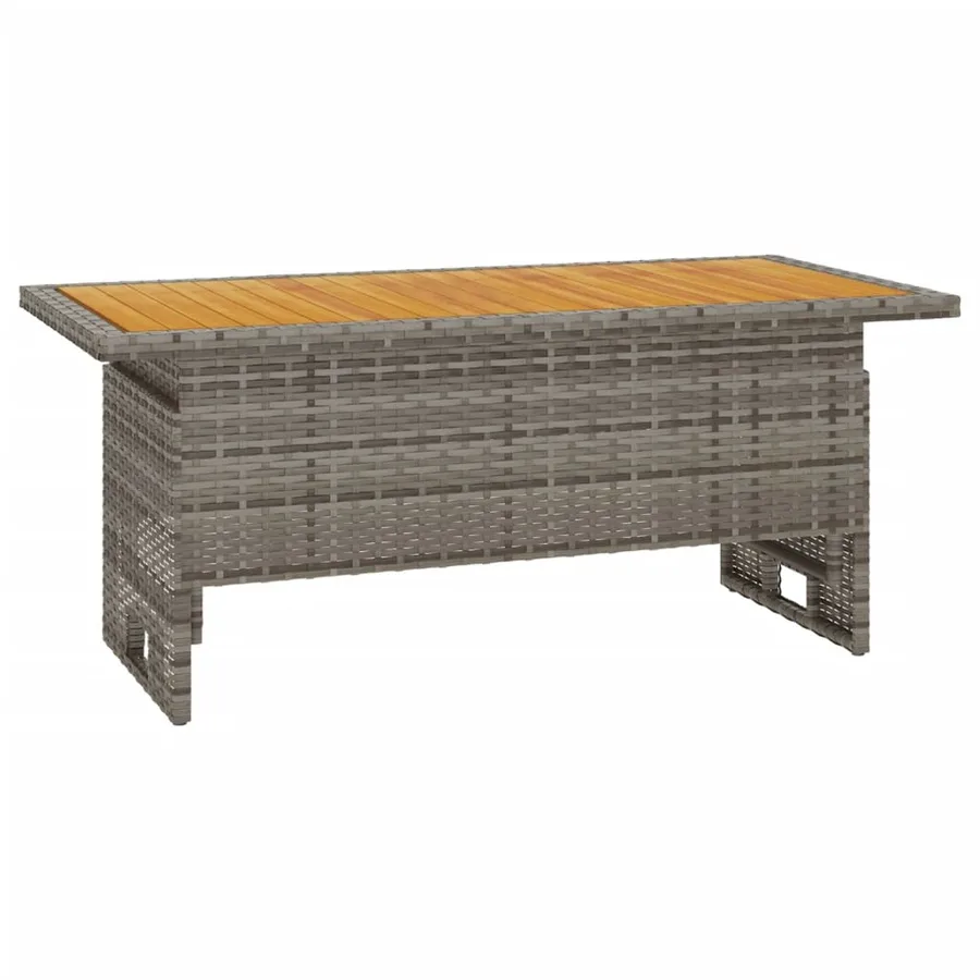 Table de jardin gris 100x50x43/63 cm acacia et résine tressée - 2