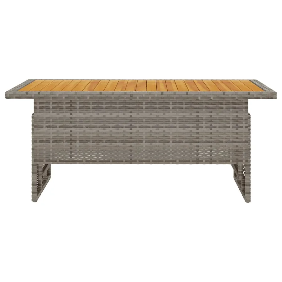 Table de jardin gris 100x50x43/63 cm acacia et résine tressée - 3