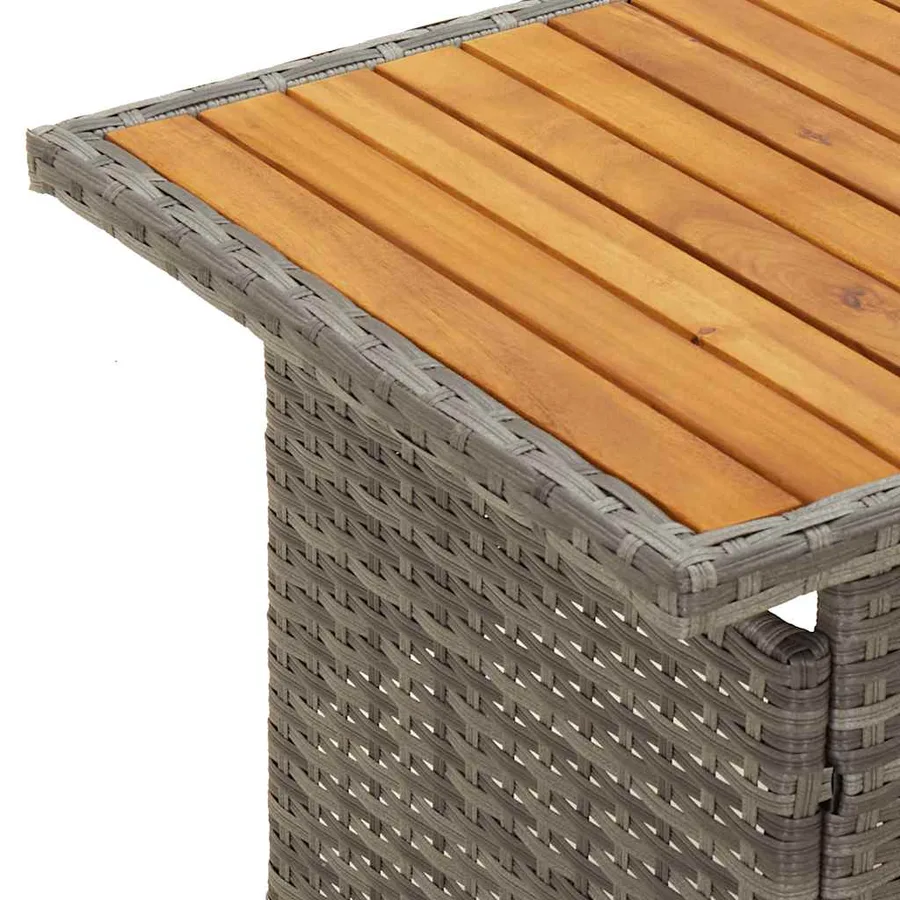 Table de jardin gris 100x50x43/63 cm acacia et résine tressée - 6