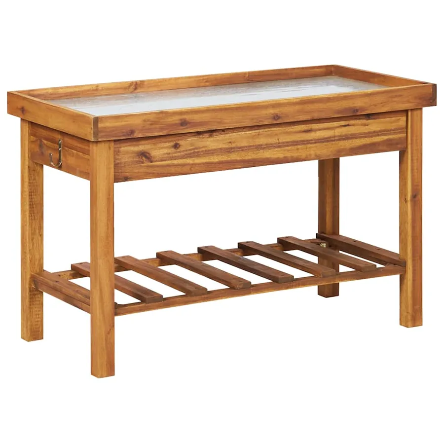Table de jardin avec dessus en zinc Bois solide d'acacia - 2
