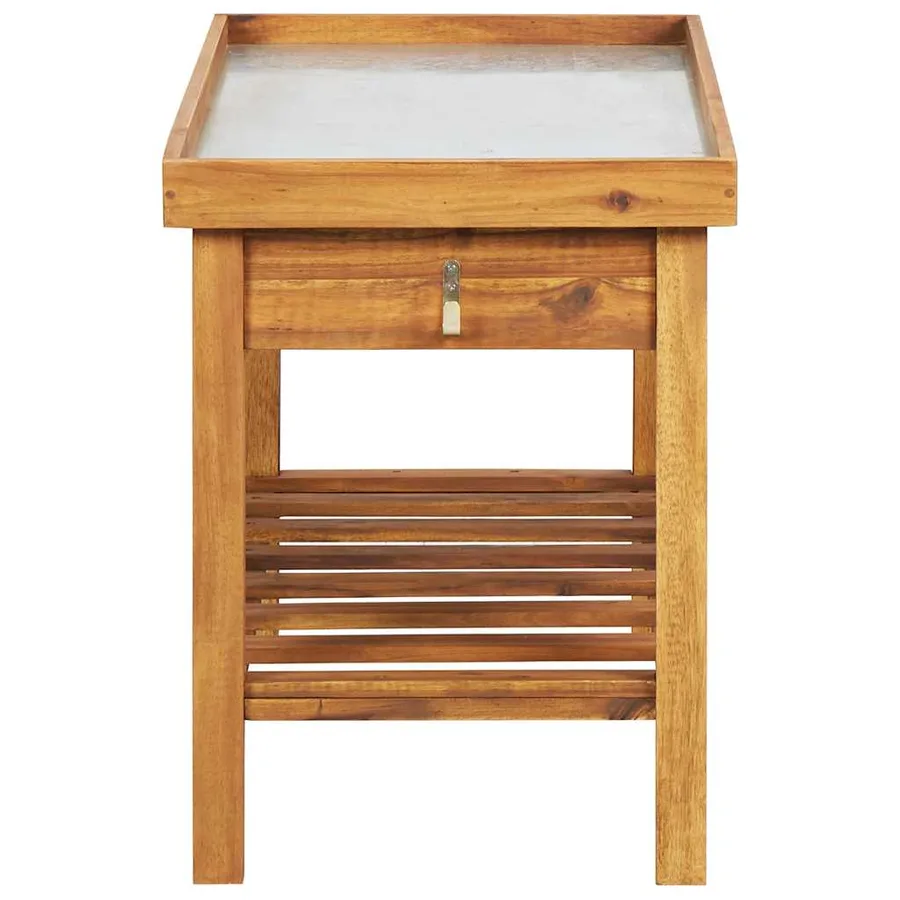 Table de jardin avec dessus en zinc Bois solide d'acacia - 5
