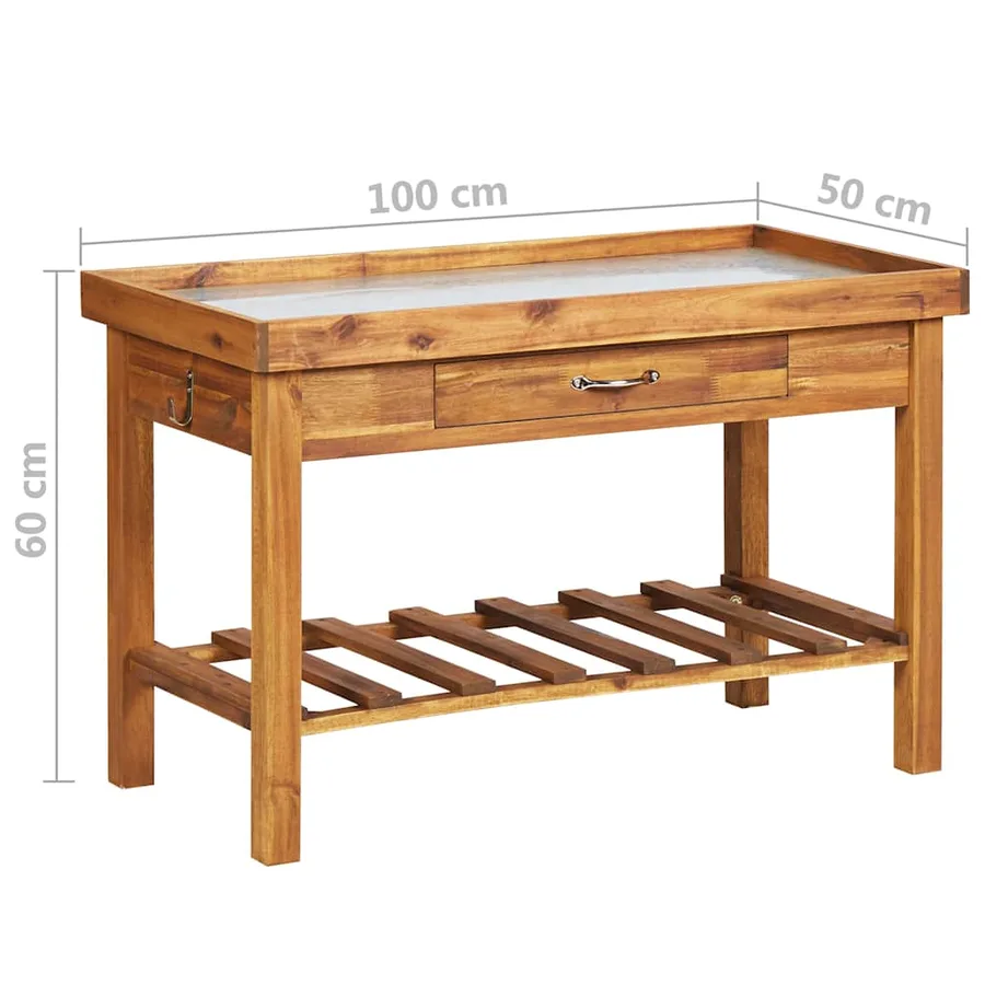Table de jardin avec dessus en zinc Bois solide d'acacia - 7