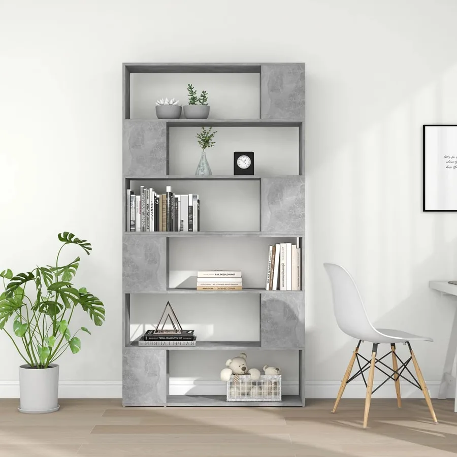 Bibliothèque/Séparateur de pièce Gris béton 100x24x188 cm - 3