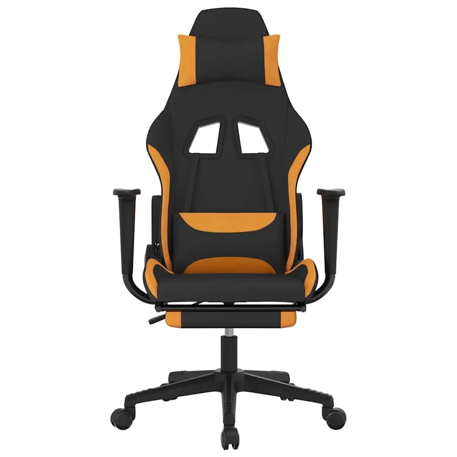Chaise de jeu de massage avec repose-pied Noir et orange Tissu - 3