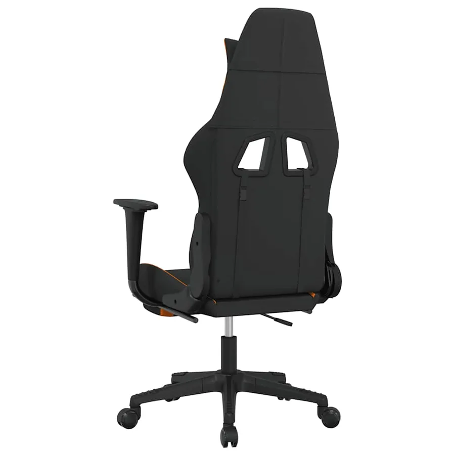 Chaise de jeu de massage avec repose-pied Noir et orange Tissu - 5