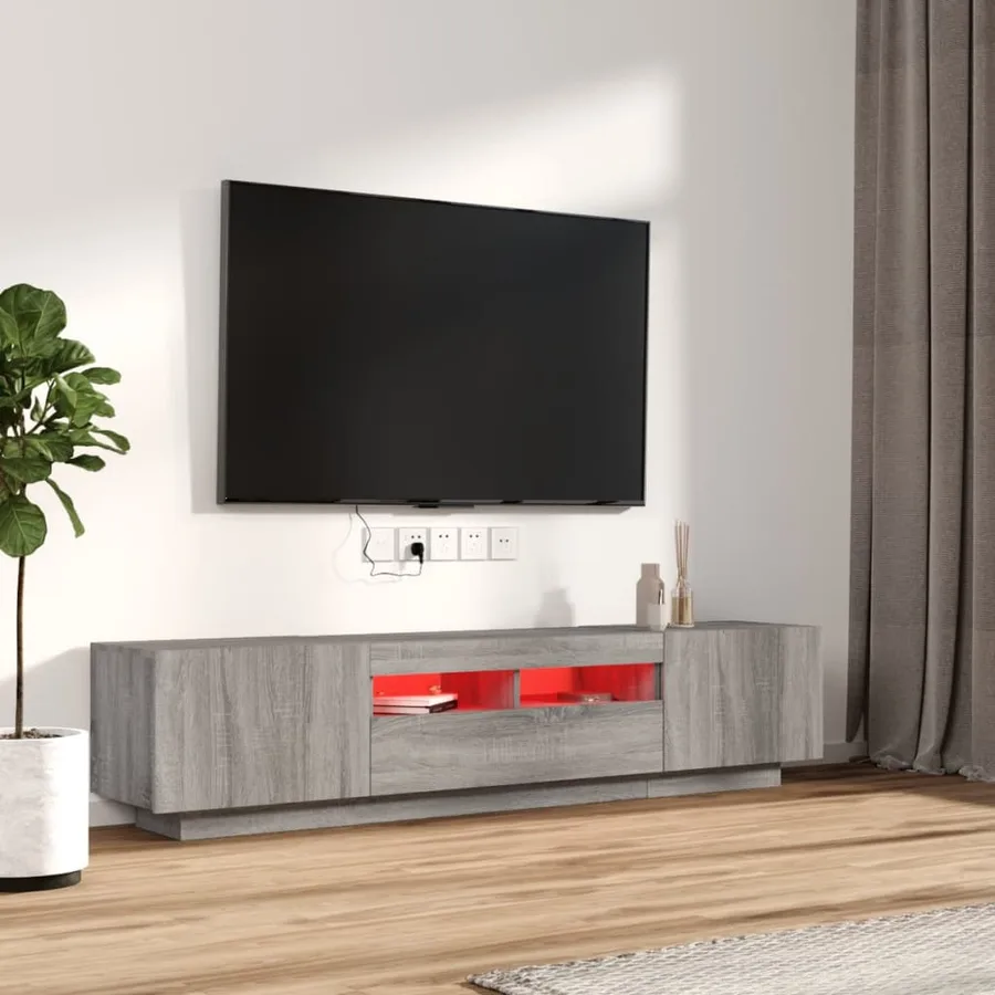 Ensemble de meubles TV avec lumières LED 2 pcs Sonoma gris - 3
