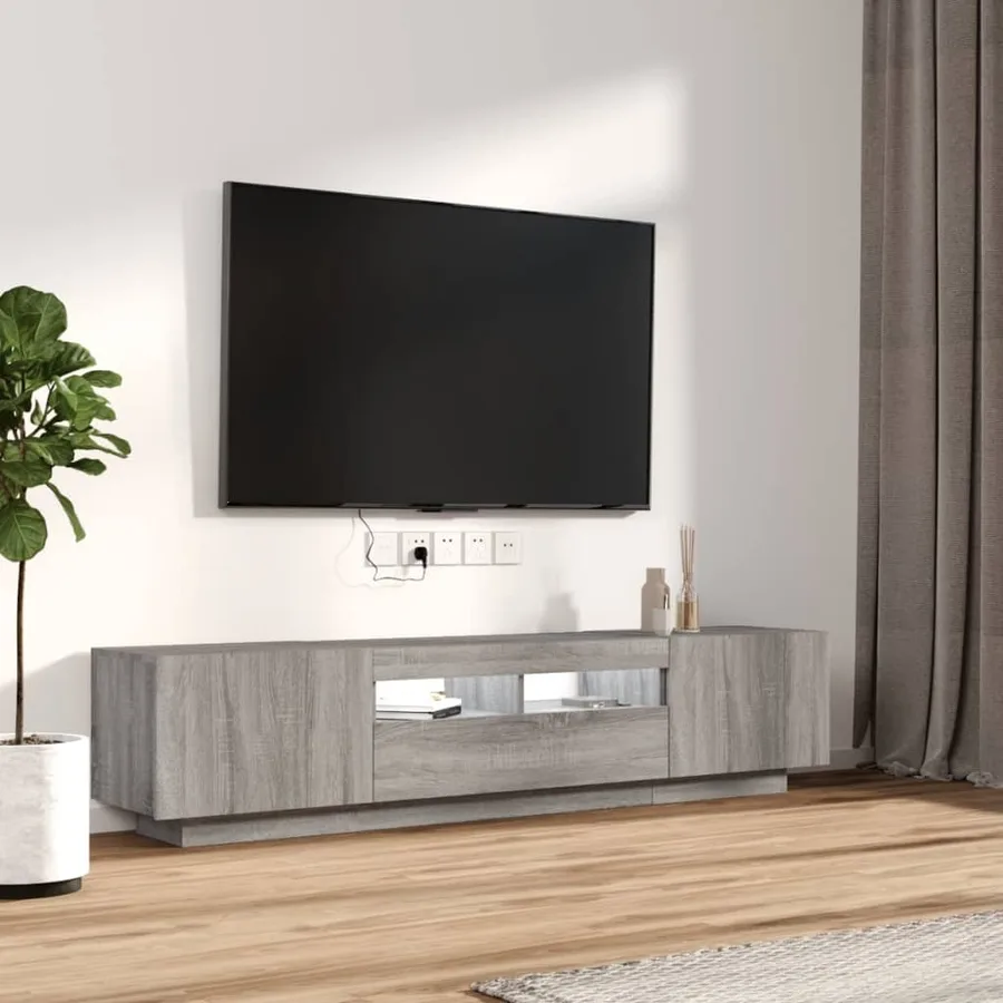 Ensemble de meubles TV avec lumières LED 2 pcs Sonoma gris - 5