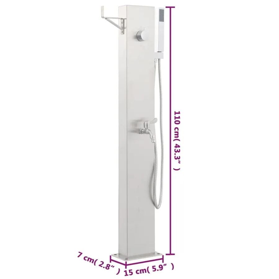 Robinet de douche de jardin 110 cm Acier inoxydable - 11