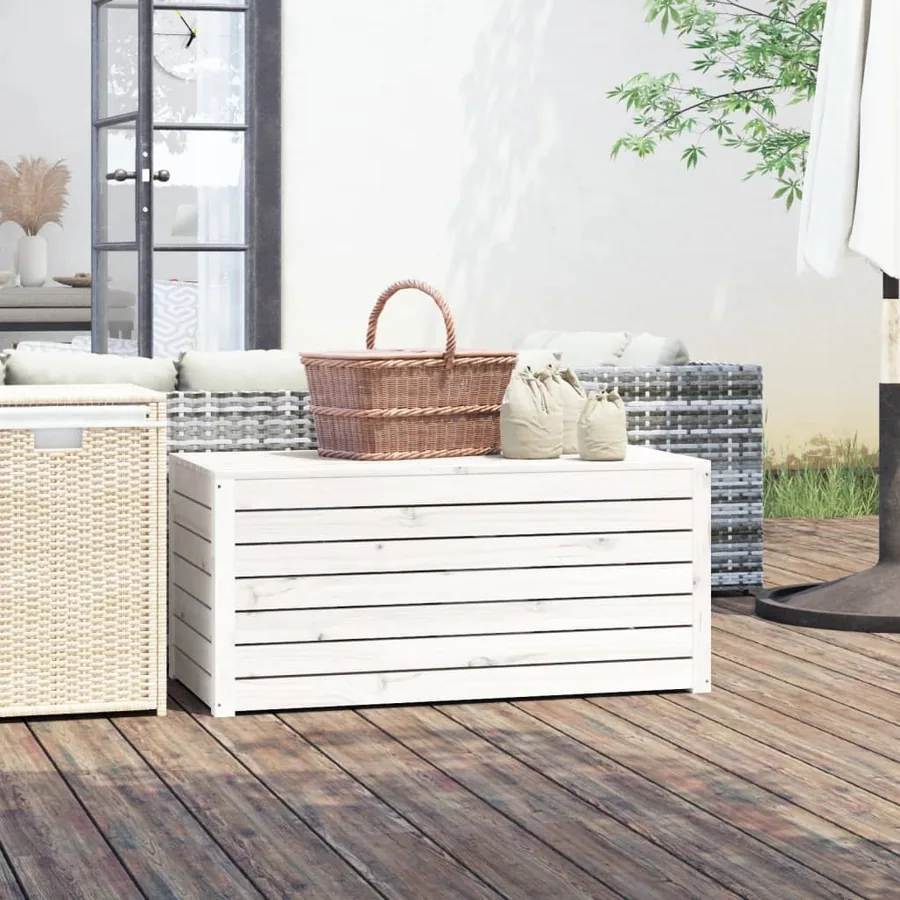Boîte de jardin blanc 101x50,5x46,5 cm bois massif de pin