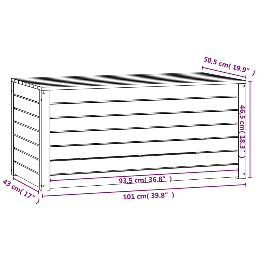 Boîte de jardin blanc 101x50,5x46,5 cm bois massif de pin - 10