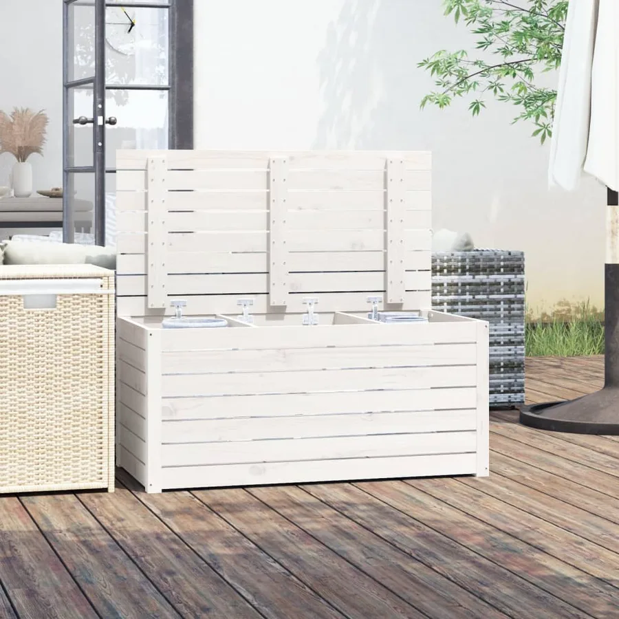 Boîte de jardin blanc 101x50,5x46,5 cm bois massif de pin - 3