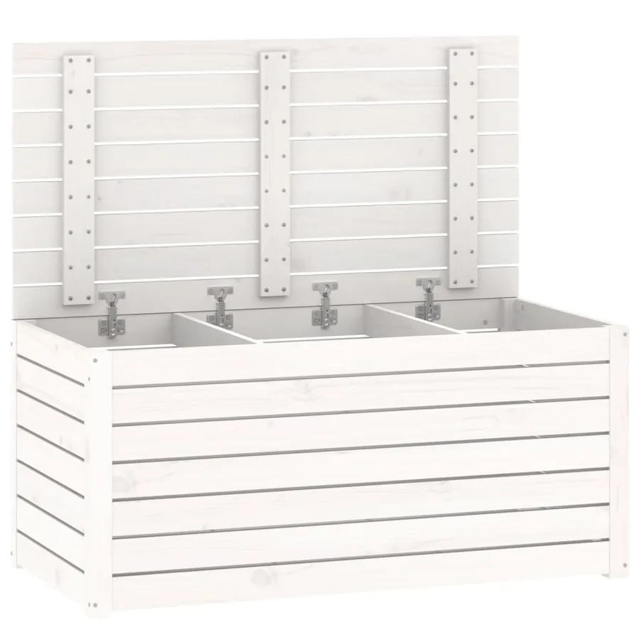 Boîte de jardin blanc 101x50,5x46,5 cm bois massif de pin - 6