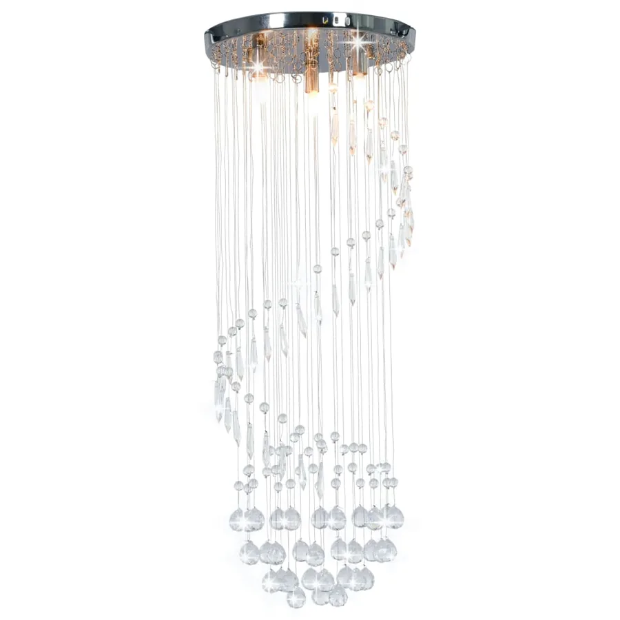 Plafonnier avec perles de cristal Argenté Spirale G9