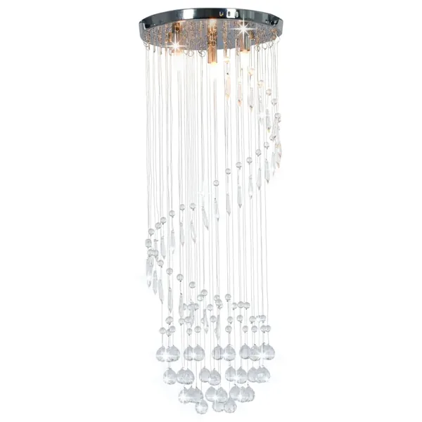 Plafonnier avec perles de cristal Argenté Spirale G9