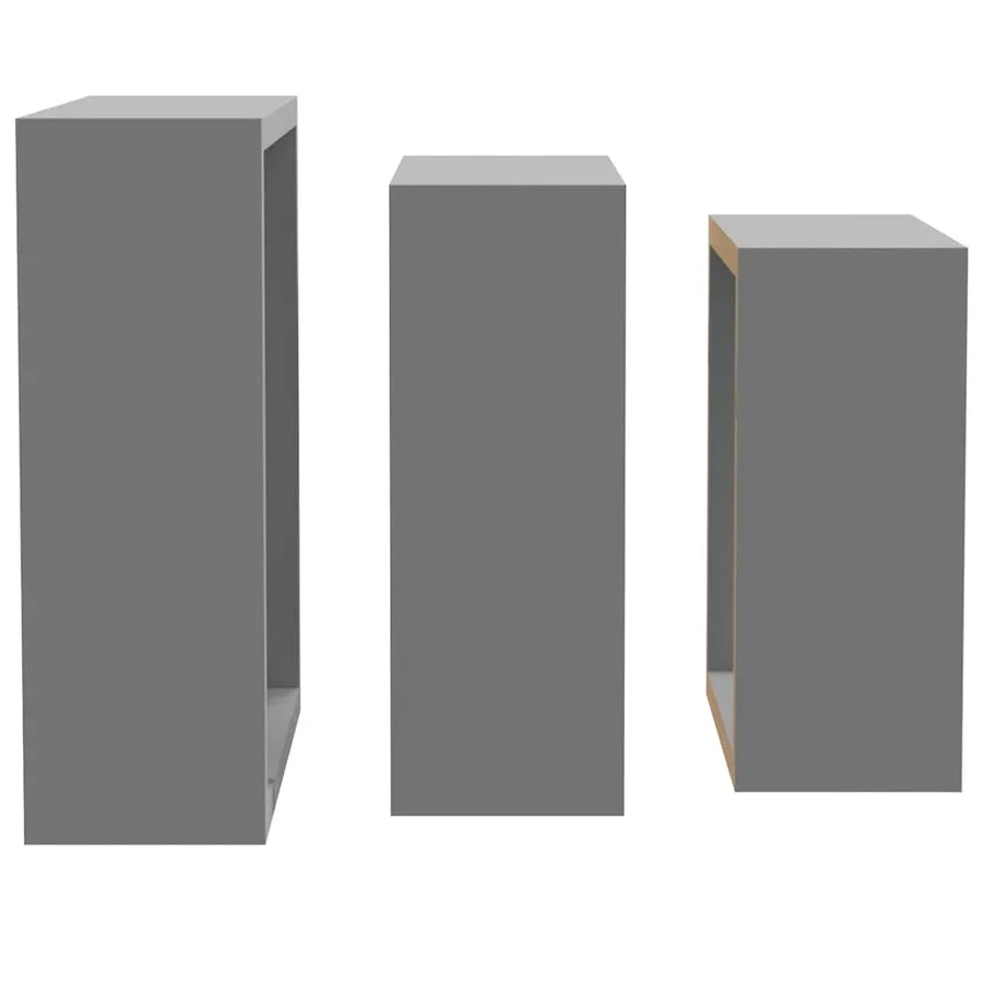 Étagères murales sous forme de cube 3 pcs Gris MDF - 6