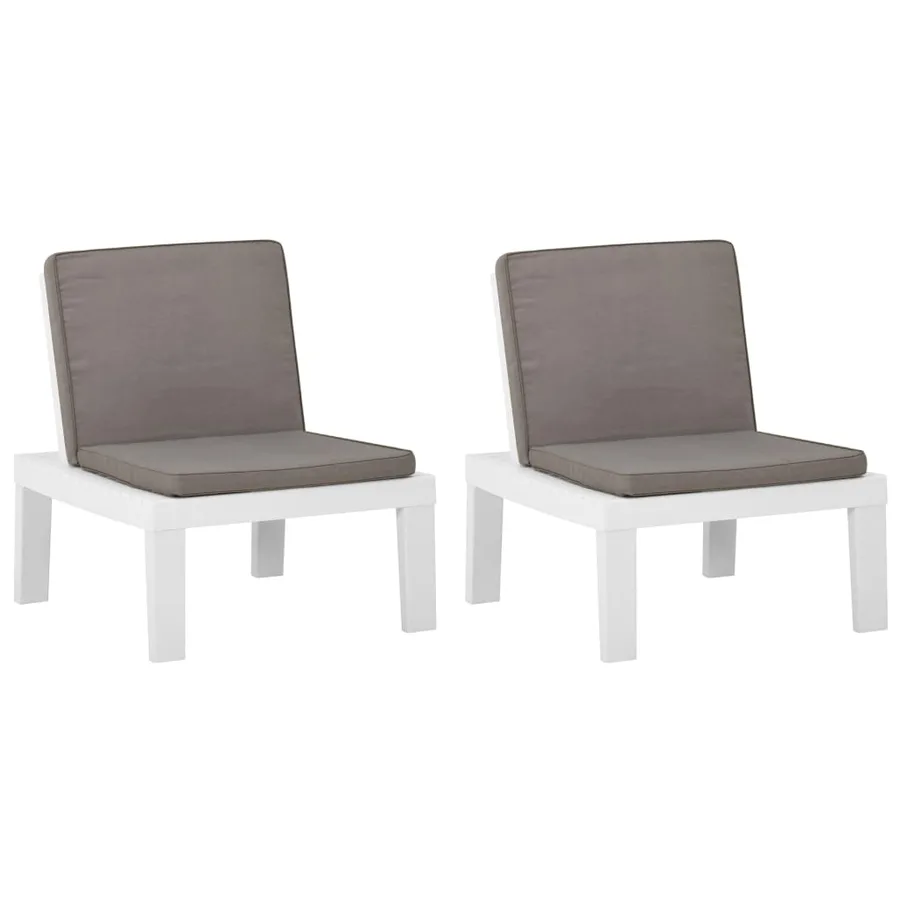 Chaises de salon de jardin et coussins lot de 2 Plastique Blanc - 2