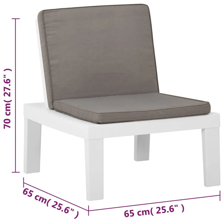 Chaises de salon de jardin et coussins lot de 2 Plastique Blanc - 8